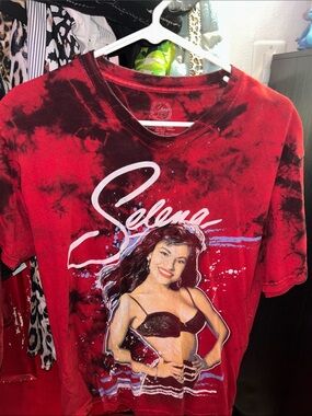 Red Tie-Dye Graphic selena Tee -
